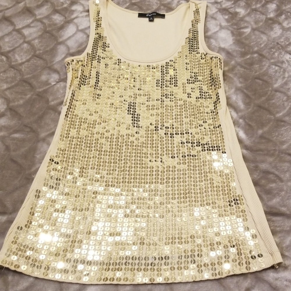 Excellent Used Condition-Gold Sequined Tank Top